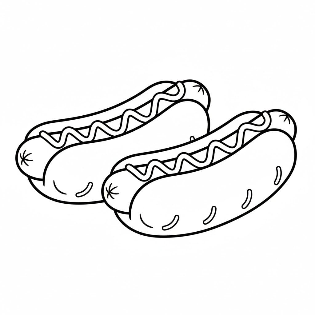 単純 ホットドッグ 描く ぬりえ