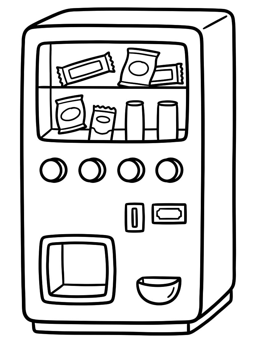 単純 自動販売機 描く ぬりえ