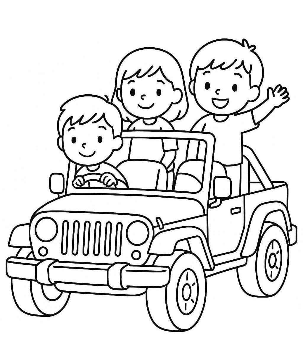 単純 ジープ ぬりえ