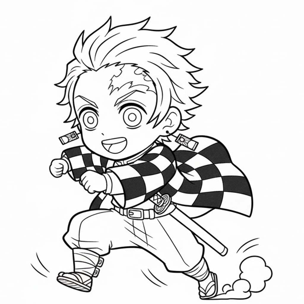 単純 かまどたんじろう ぬりえ