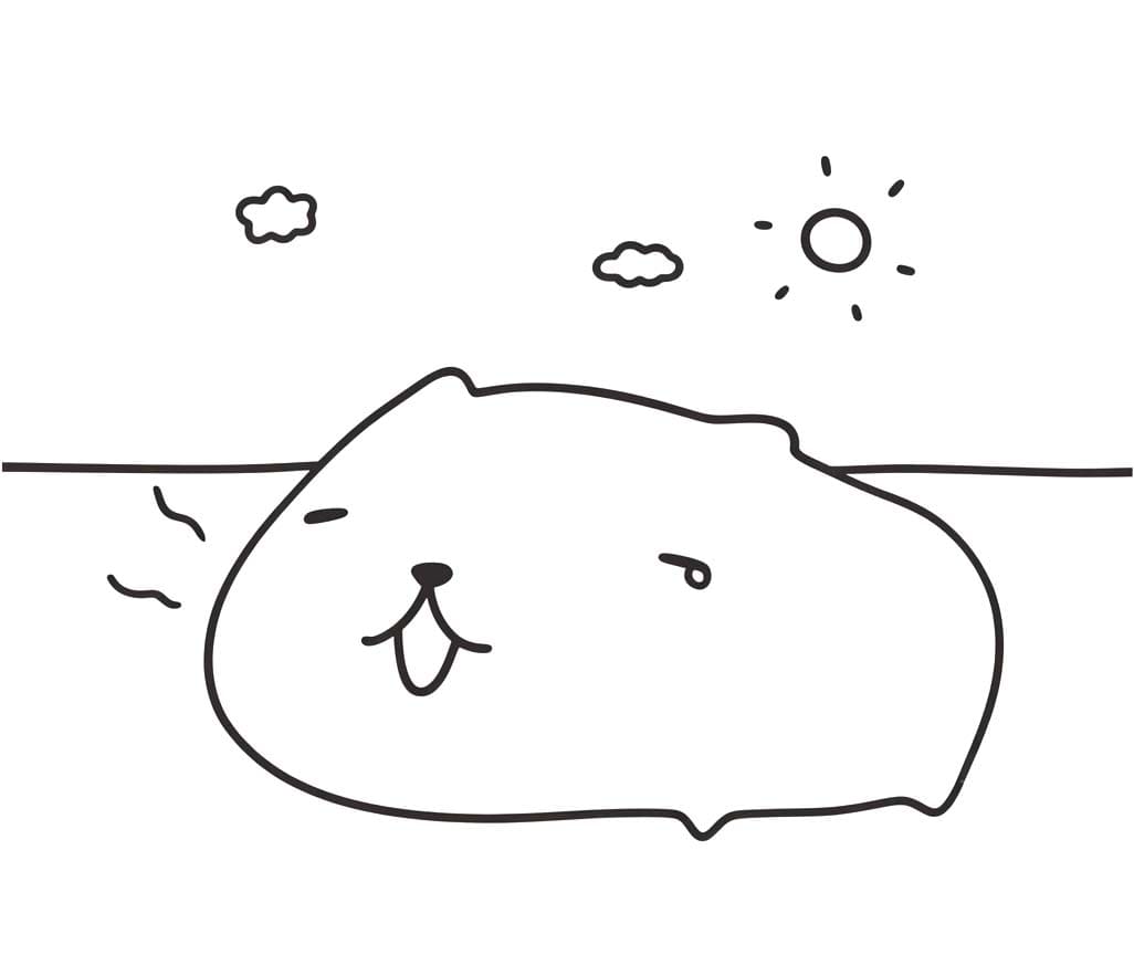 単純 カピバラさん 描く ぬりえ