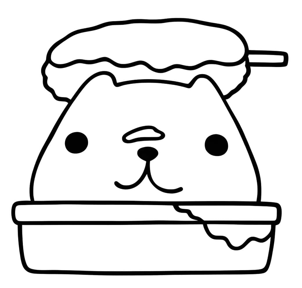 単純 カピバラさん ぬりえ