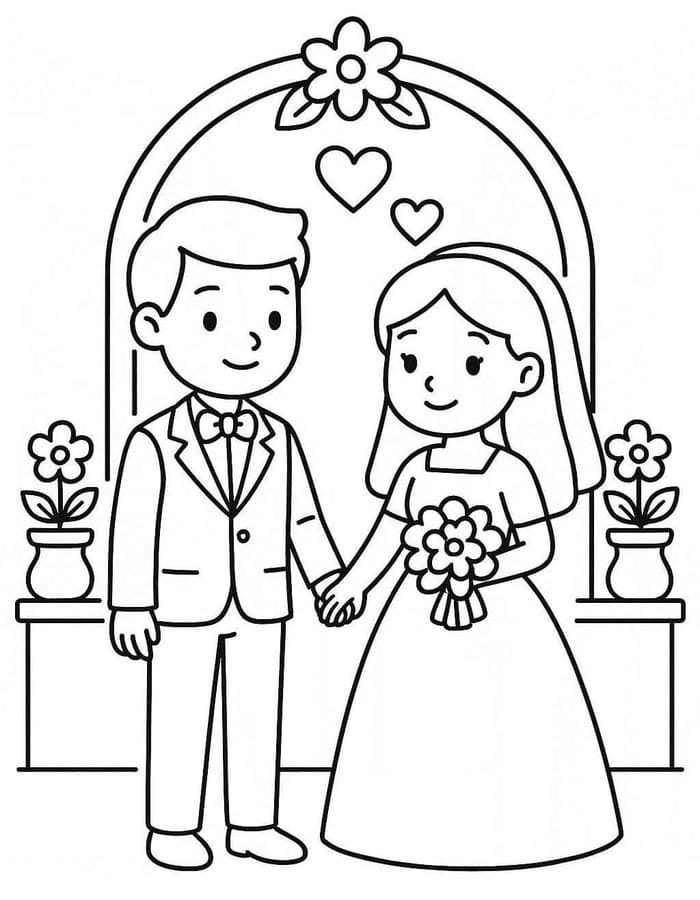 単純 結婚式 ぬりえ