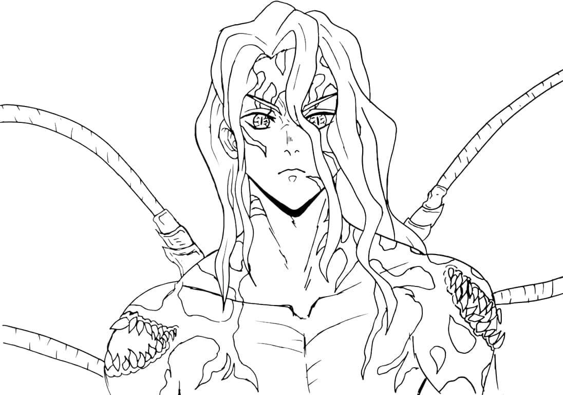 単純 鬼舞辻無惨 描く ぬりえ