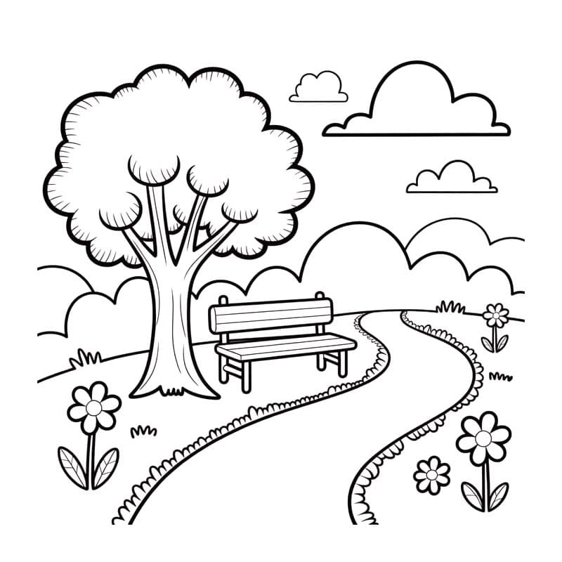 単純 公園 描く ぬりえ