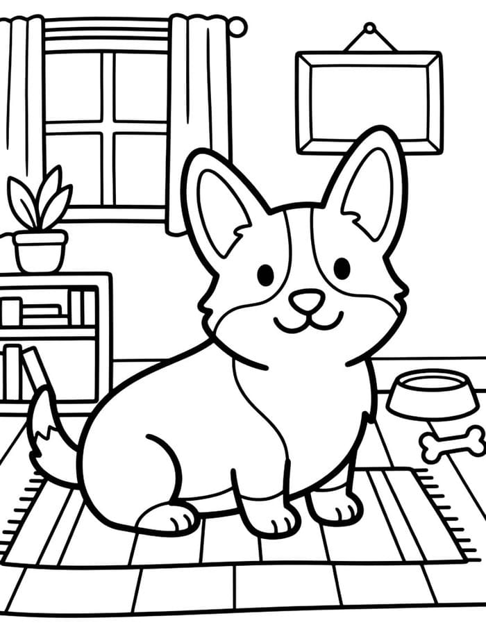 単純 コーギー 描く ぬりえ
