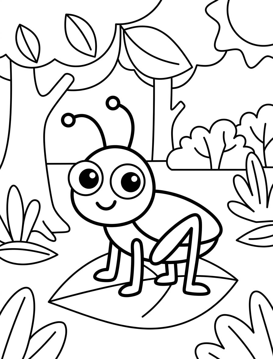 単純 コオロギ 描く ぬりえ