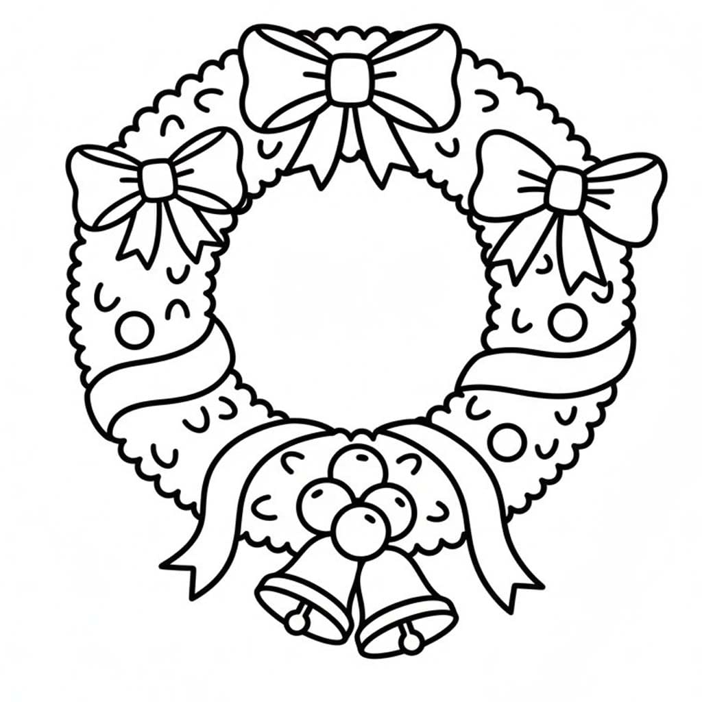 単純 クリスマスリース ぬりえ