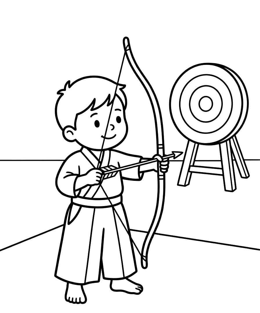 単純 弓道 描く ぬりえ