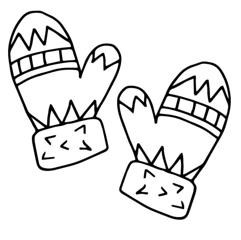 単純ミトン ぬりえ