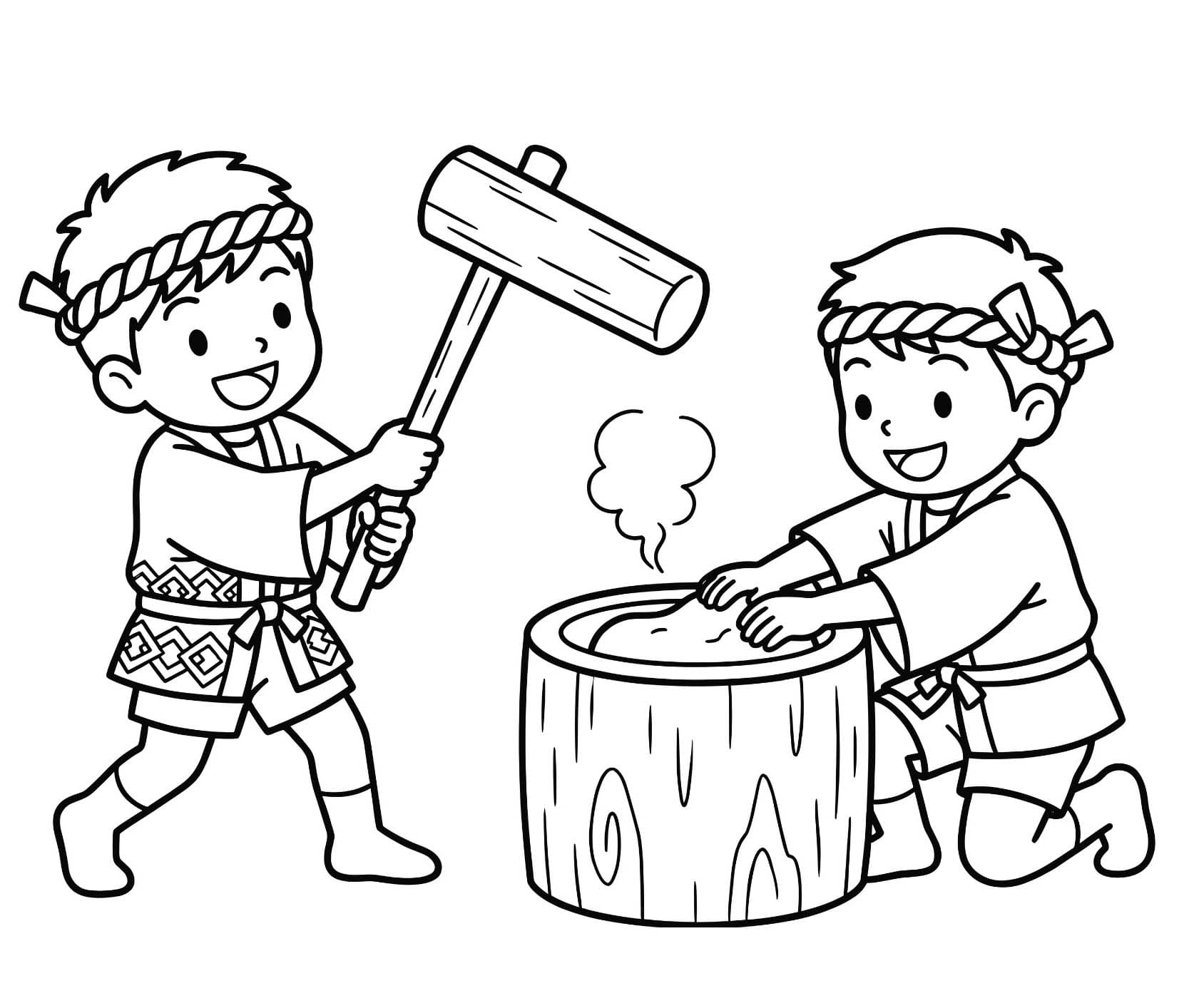 単純 餅 ぬりえ