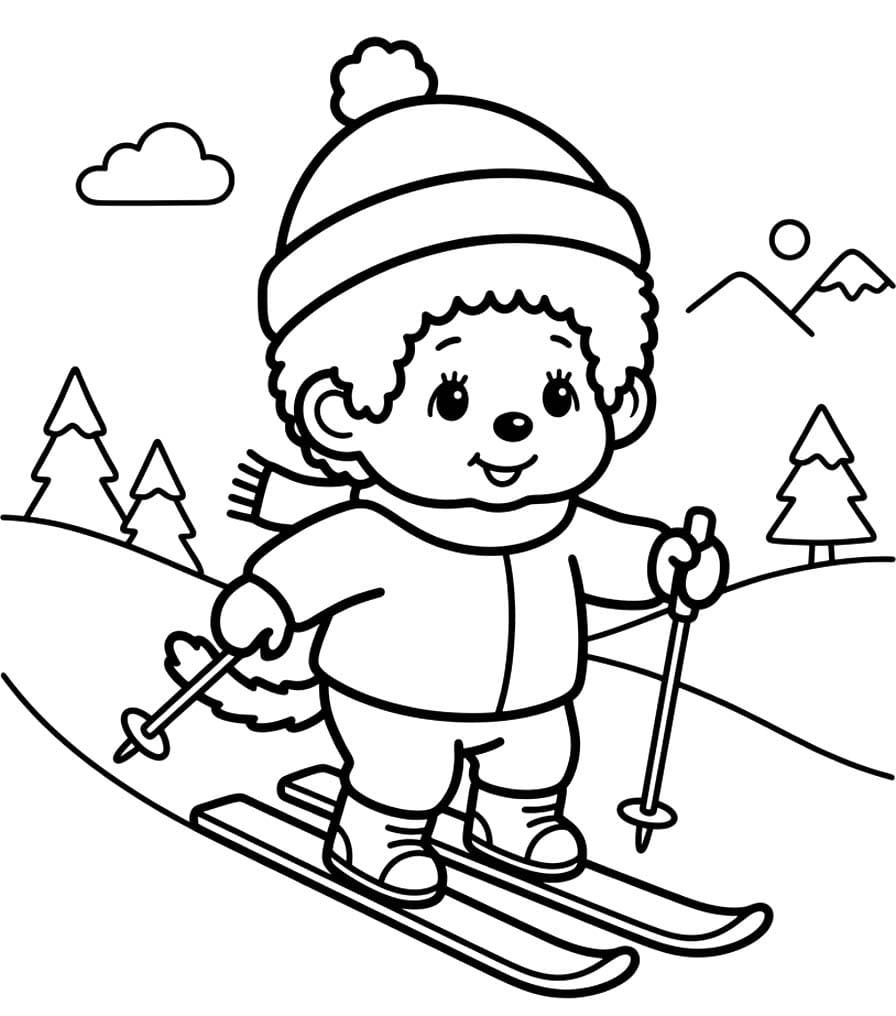 単純 モンチッチ ぬりえ