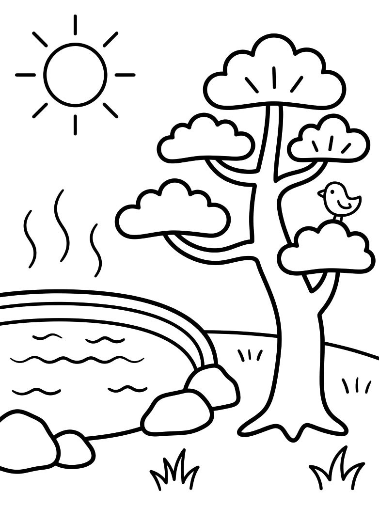 単純 温泉 描く ぬりえ