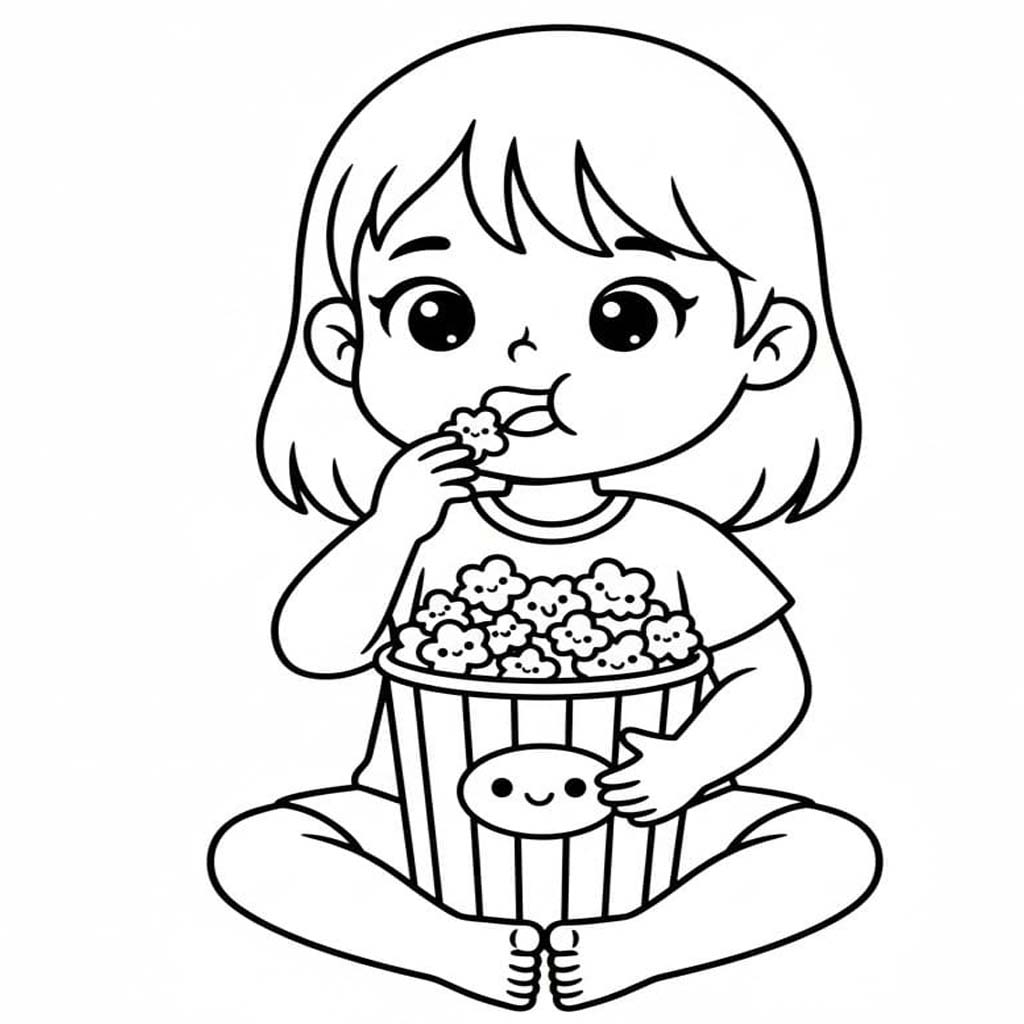 単純 ポップコーン ぬりえ