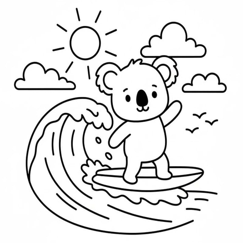 単純 サーフィン 描く ぬりえ