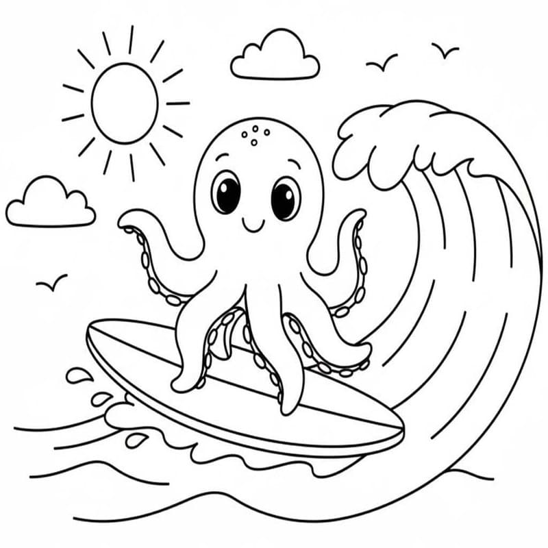 単純 サーフィン ぬりえ