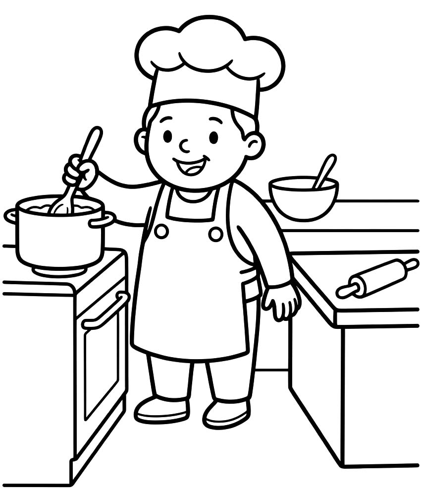 単純 シェフ 描く ぬりえ