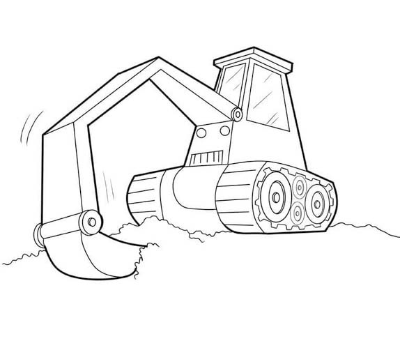 単純 ショベルカー 描く ぬりえ