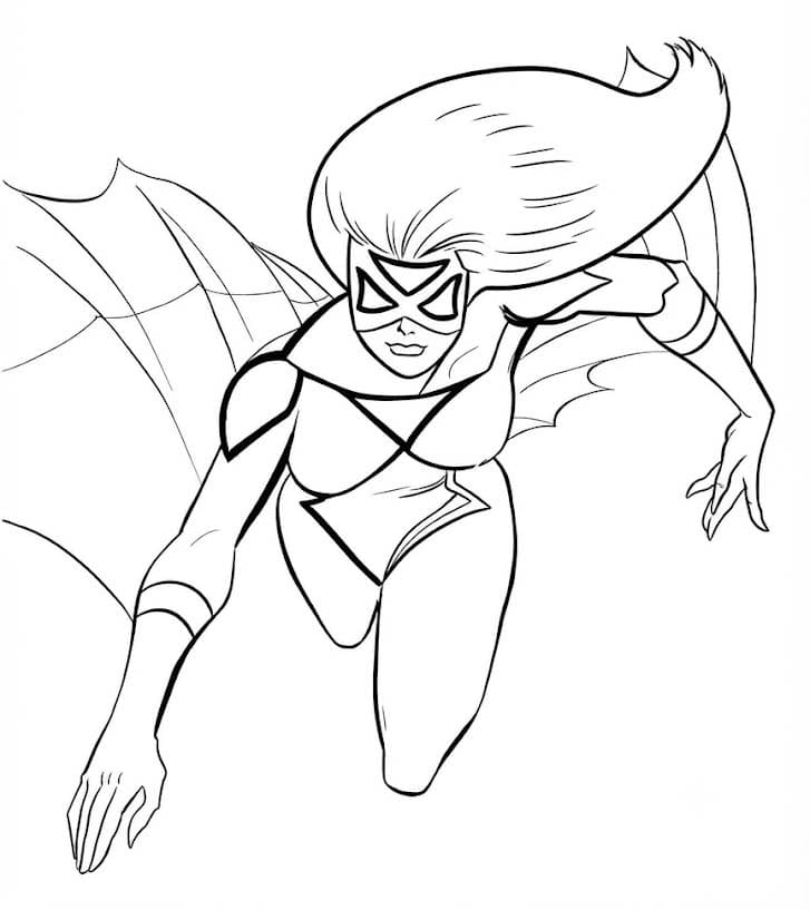 単純 スパイダーウーマン 描く ぬりえ