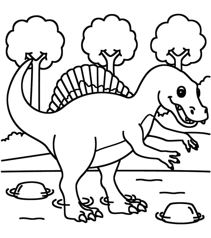 単純 スピノサウルス ぬりえ