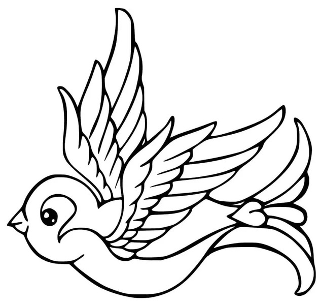 単純 スズメ 描く ぬりえ