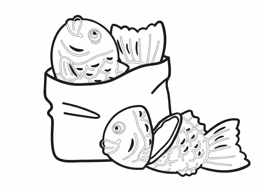 単純 たい焼き描く ぬりえ