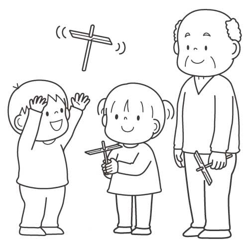 単純 竹とんぼ 描く ぬりえ