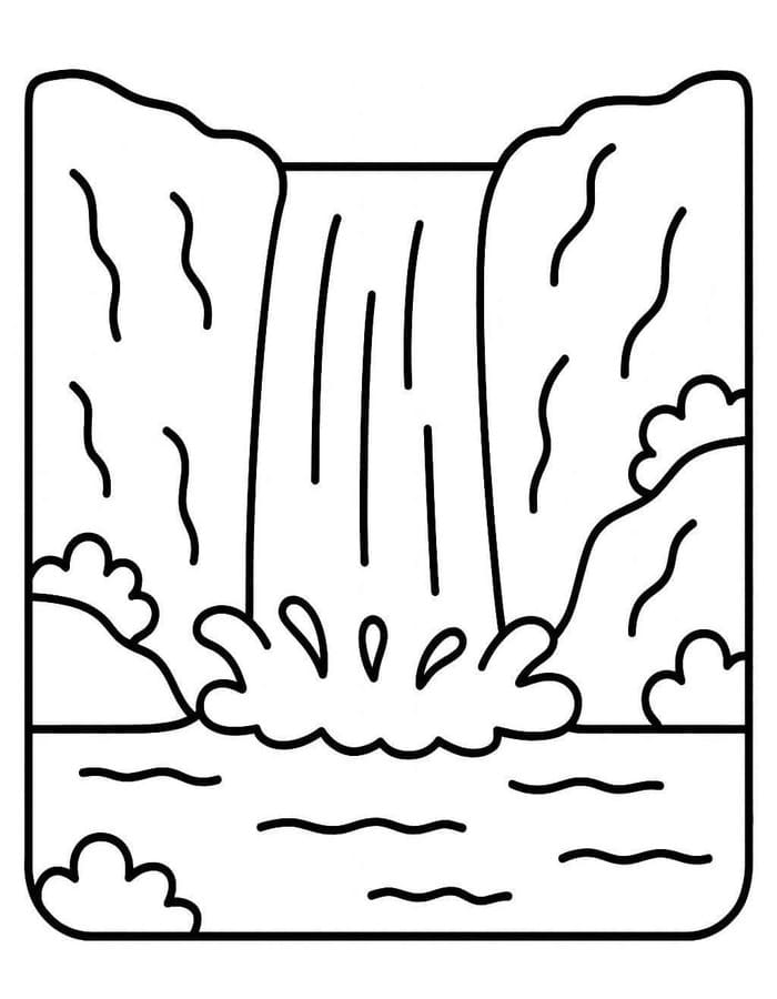 単純 滝 ぬりえ