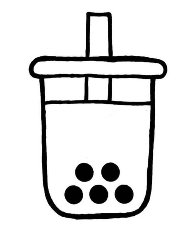 単純 タピオカティー ぬりえ