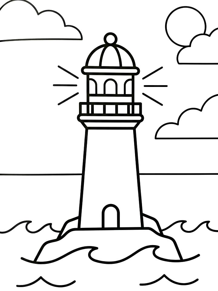 単純 灯台 描く ぬりえ
