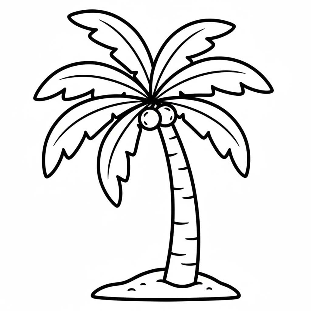 単純 ヤシの木 描く ぬりえ