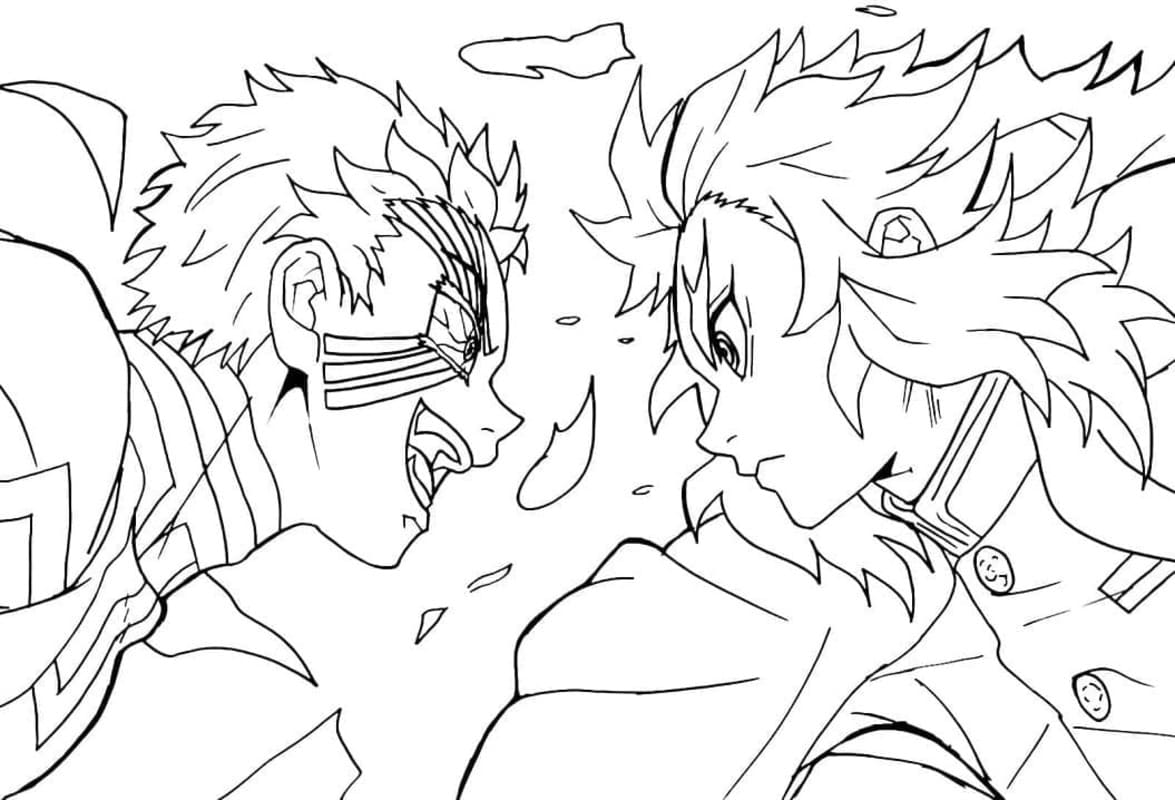 単純 猗窩座 描く ぬりえ