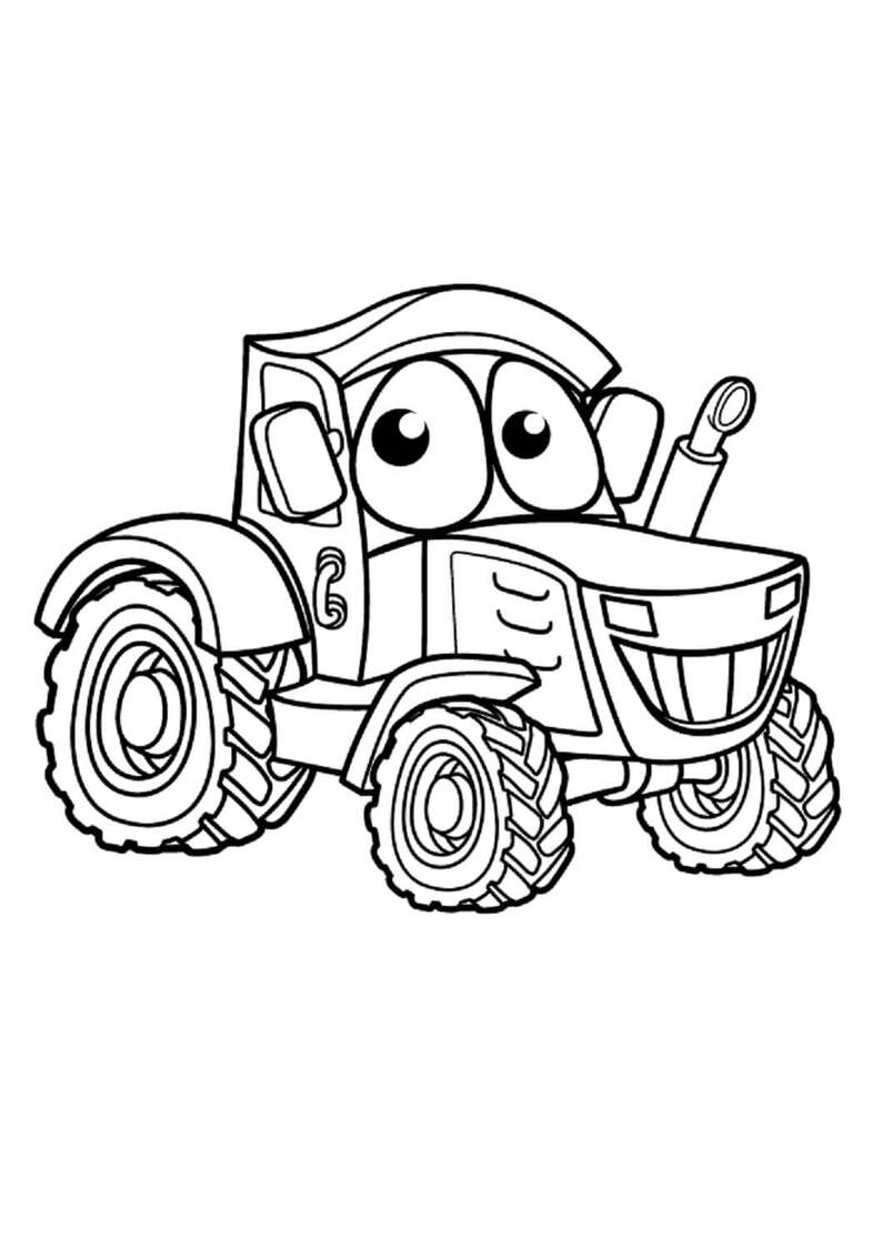 楽しいトラクター ぬりえ