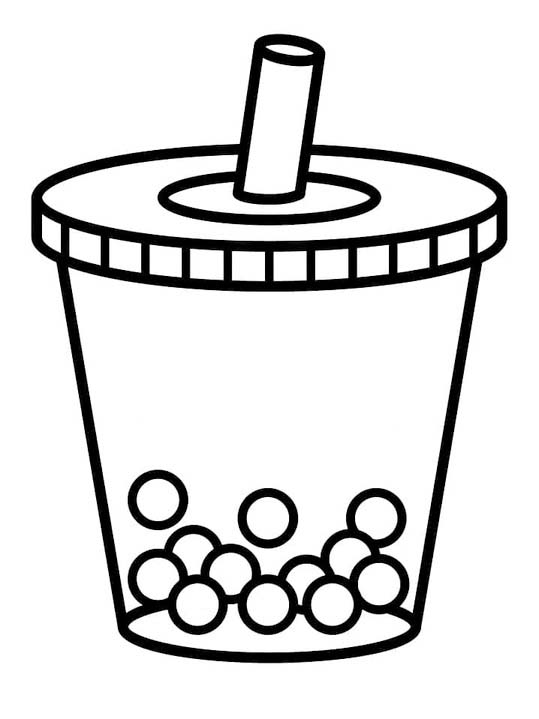 タピオカティー 描画 ぬりえ