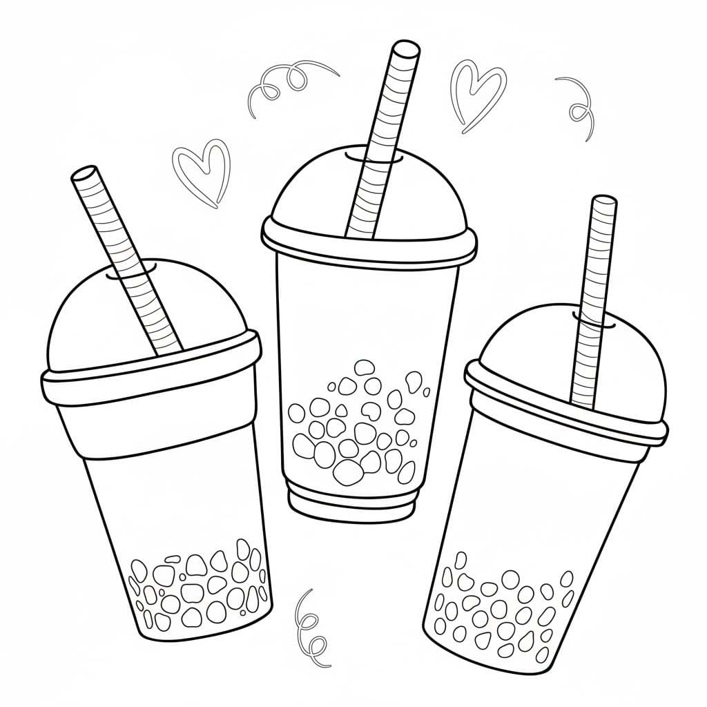 タピオカティー 描く ぬりえ