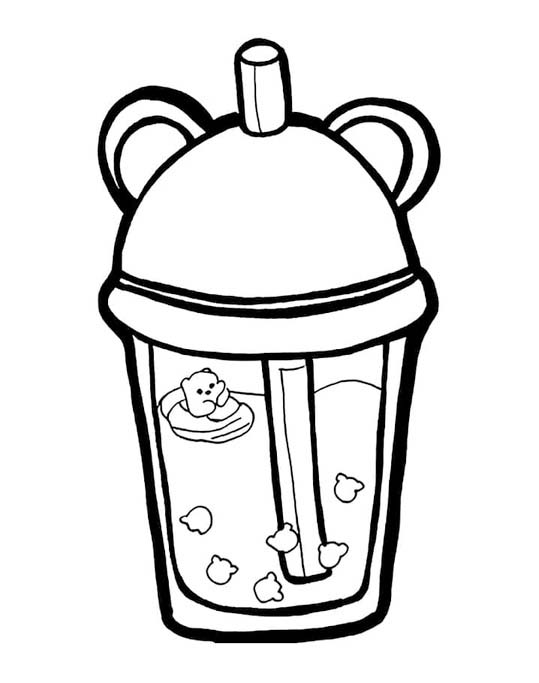 タピオカティー かわいい ぬりえ