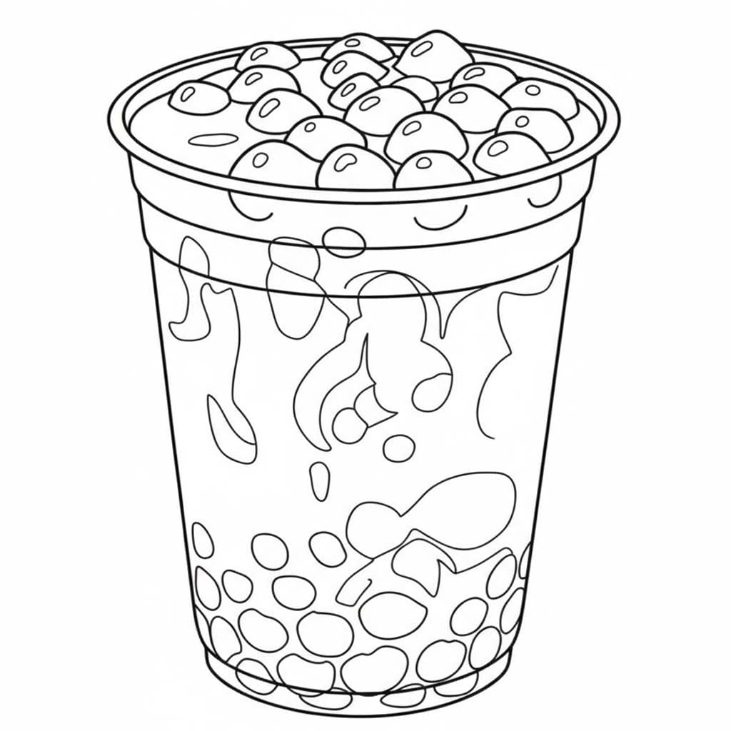 タピオカティー 基本的な ぬりえ