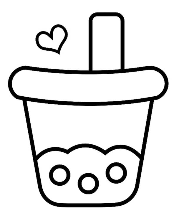 タピオカティー スケッチ ぬりえ