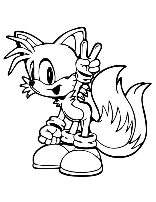 テイルス 画像フリー ぬりえ