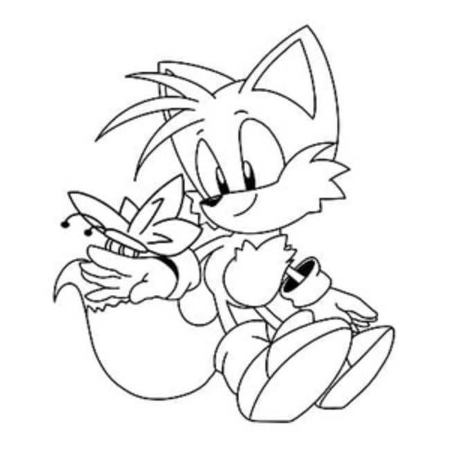 テイルス 描く簡単 ぬりえ