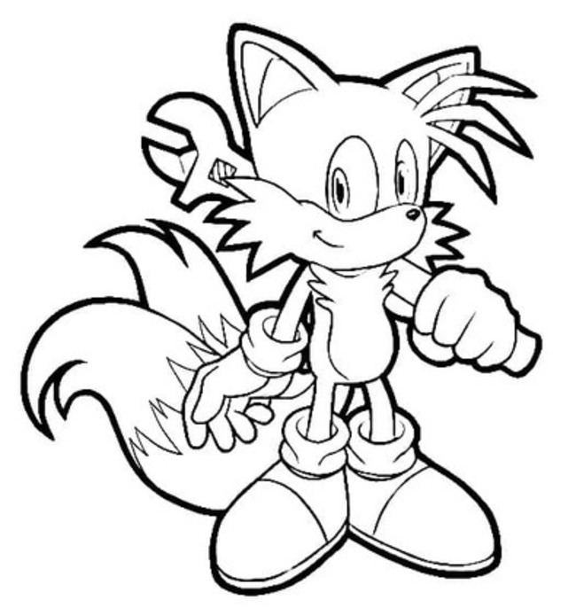 テイルス 描く単純 ぬりえ