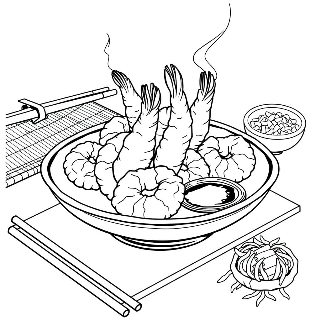 天ぷら 3 ぬりえ