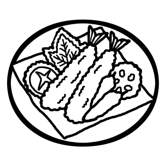 天ぷら 4 ぬりえ