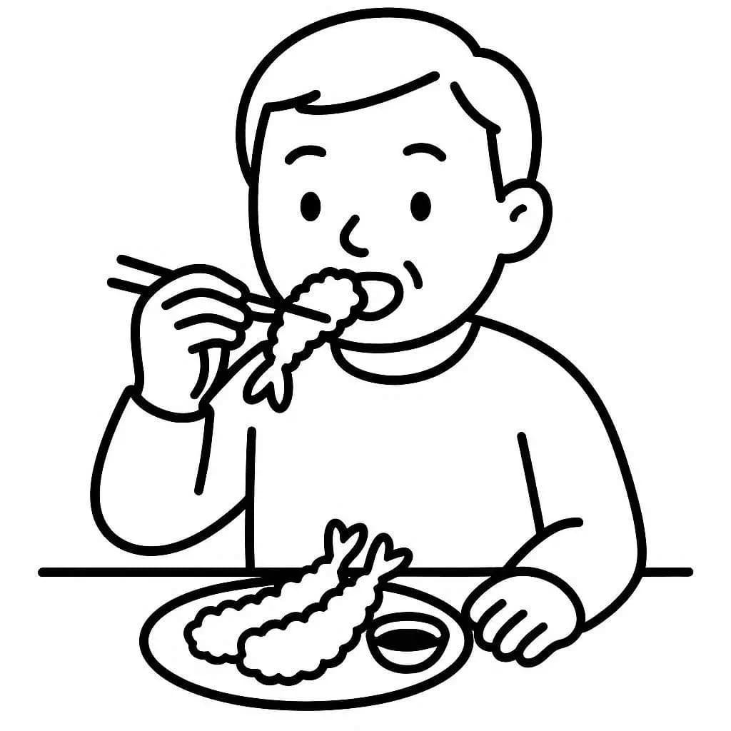 天ぷら 男は食べる ぬりえ