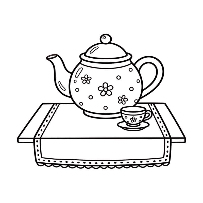 ティーポット 描画 ぬりえ