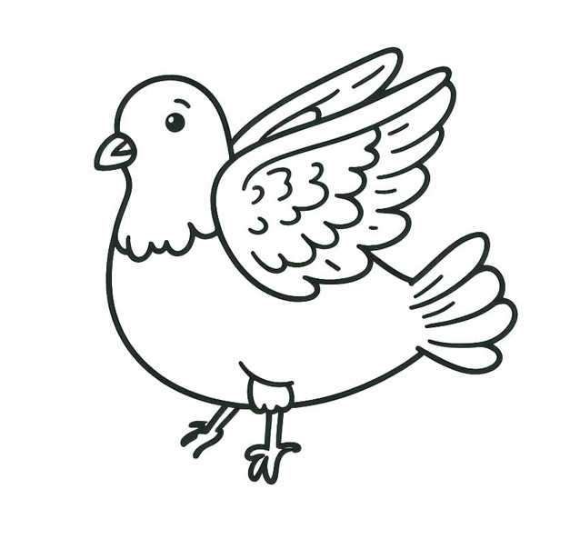 飛ぶ鳩 ぬりえ