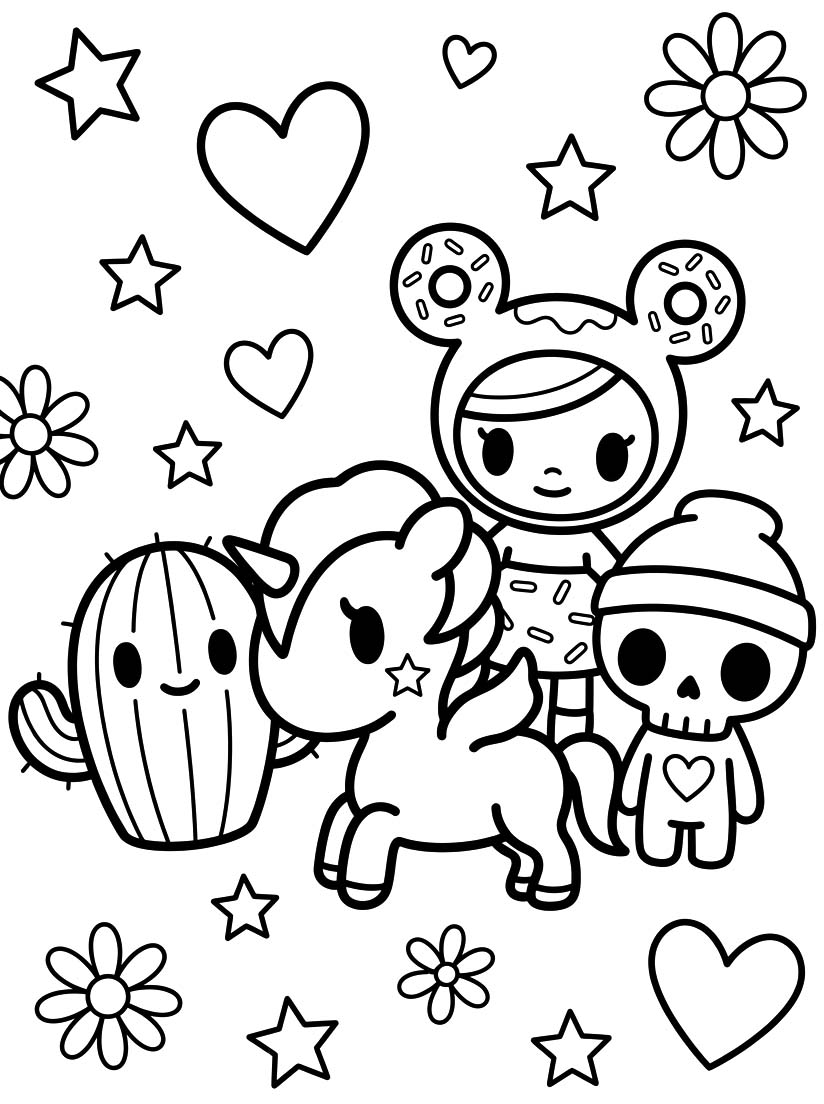 トキドキ かわいい ぬりえ