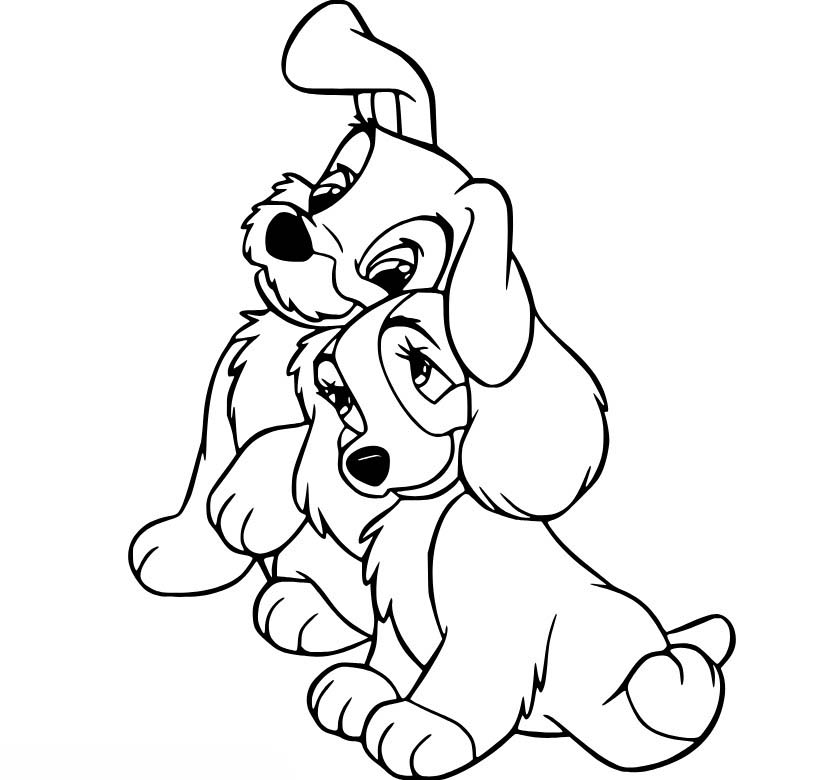 とてもかわいい わんわん物語 ぬりえ