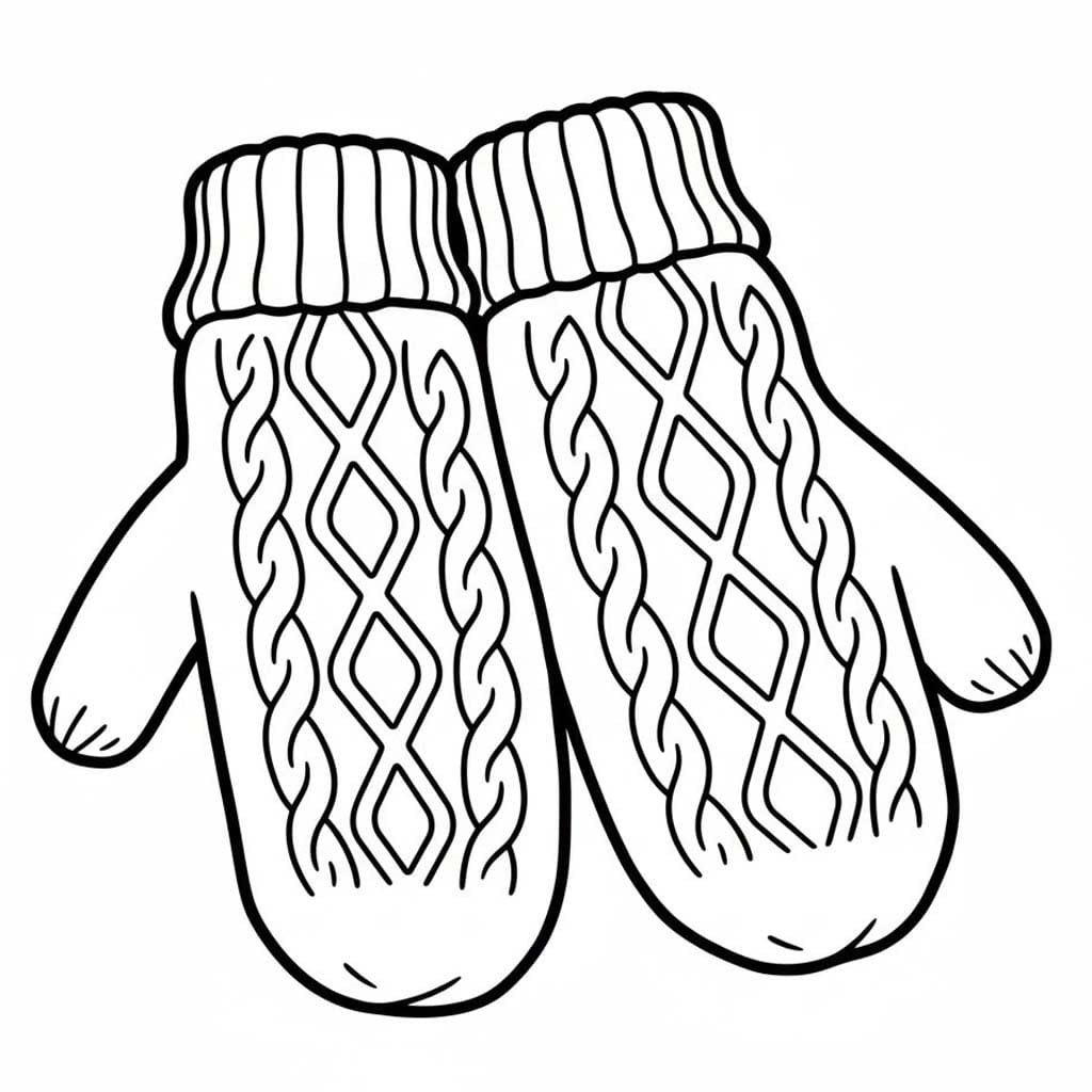 ウィンター ミトン ぬりえ