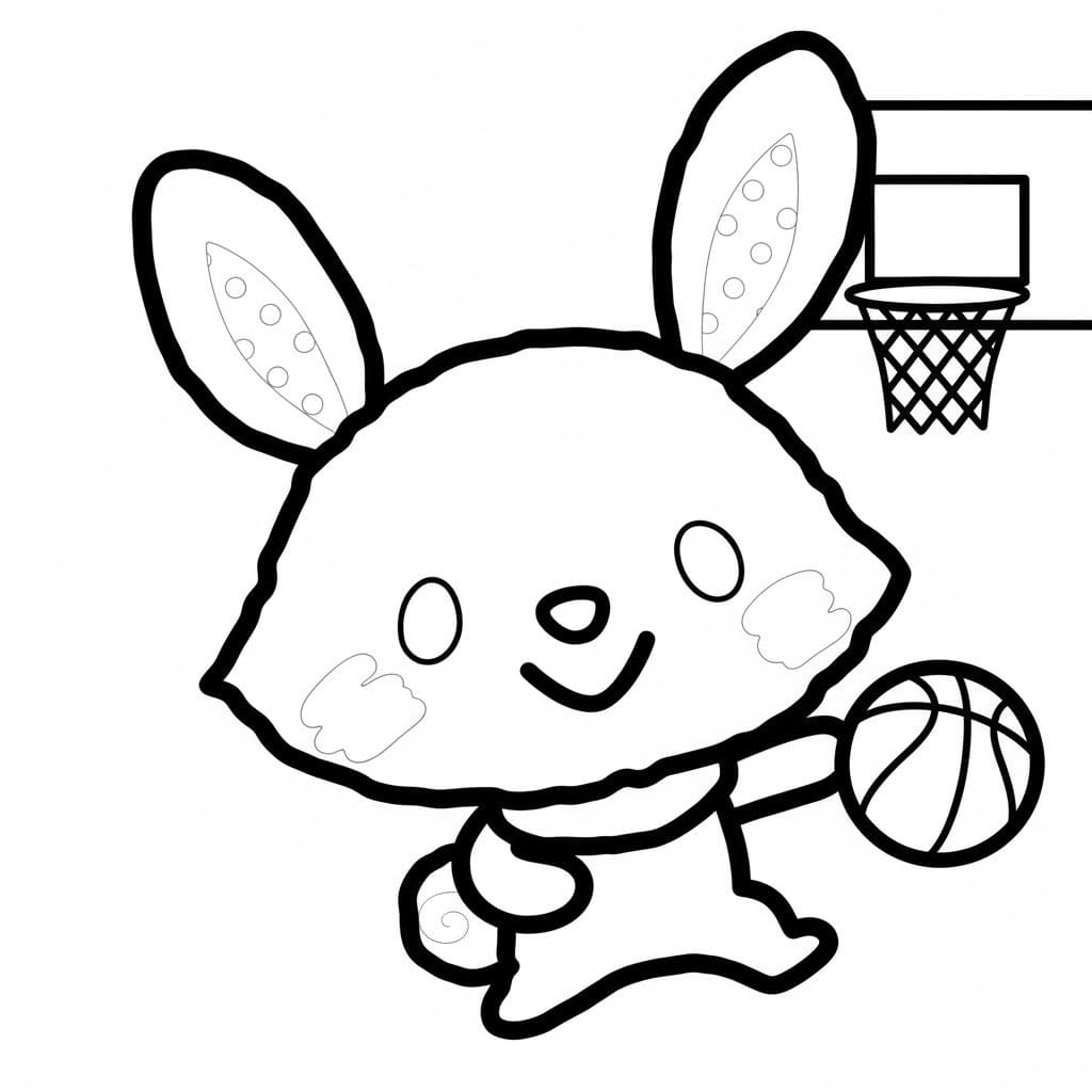 ウィッシュミーメル バスケットボールをする ぬりえ